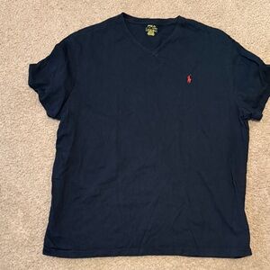 Polo by Ralph Lauren Men's Dark Blue V-Neck Tee